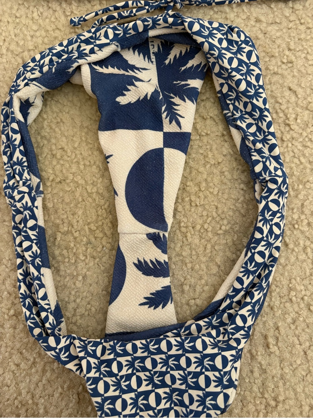 Rip Curl Blue and White Palm-Print Triangle Bikini Set REVERSIBLE - Picture 7 of 8